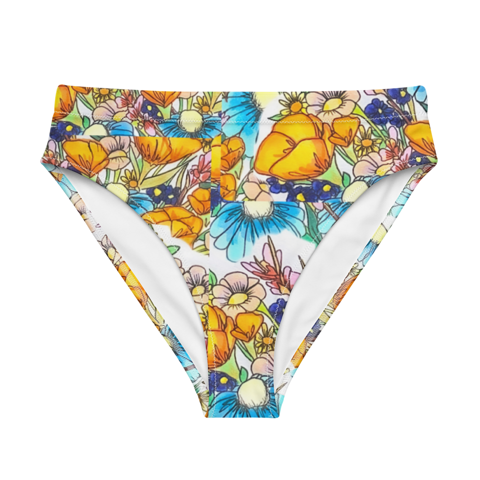 Floral Bikini Bottoms Field Of Flowers High Waisted Averi Iris Art